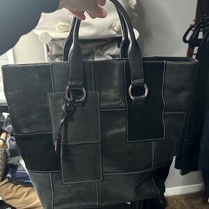 Franco Sarto Black and Gray Tote Bag